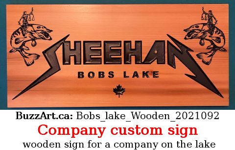 wooden sign for a company on the lake